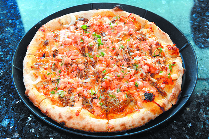 Kalua Pig Lomi Salmon Pizza