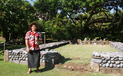 Ranui Arapari in front of the marae