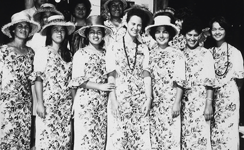 Juanita Chang Benioni (right) and earliest PCC guides