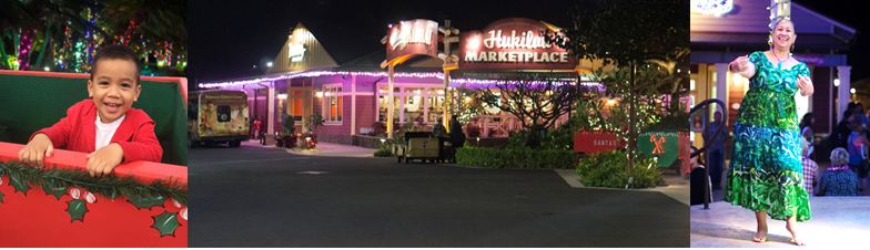 collage of Christmas in Polynesia at the Hukilau Marketplace