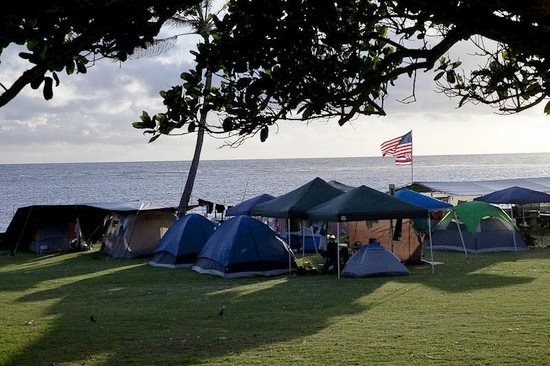 photo of group camping along Oahu beaches