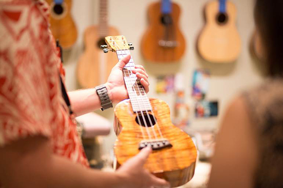 Showcasing koa ukulele