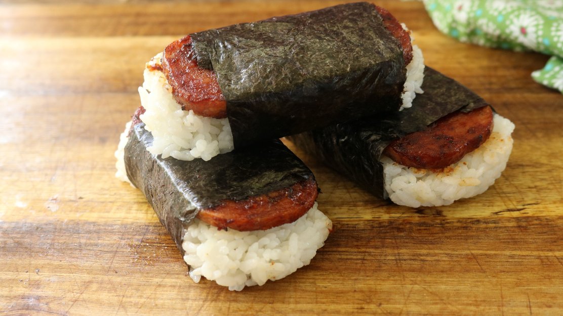 Picture of plain Spam Musubi. Photo courtesy of Armadillo Pepper