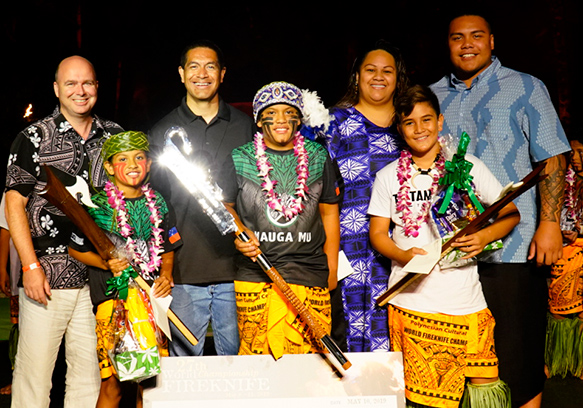 Mose Lilo, Haukea Moua and Mamalu Lilo at the Polynesian Cultural Center