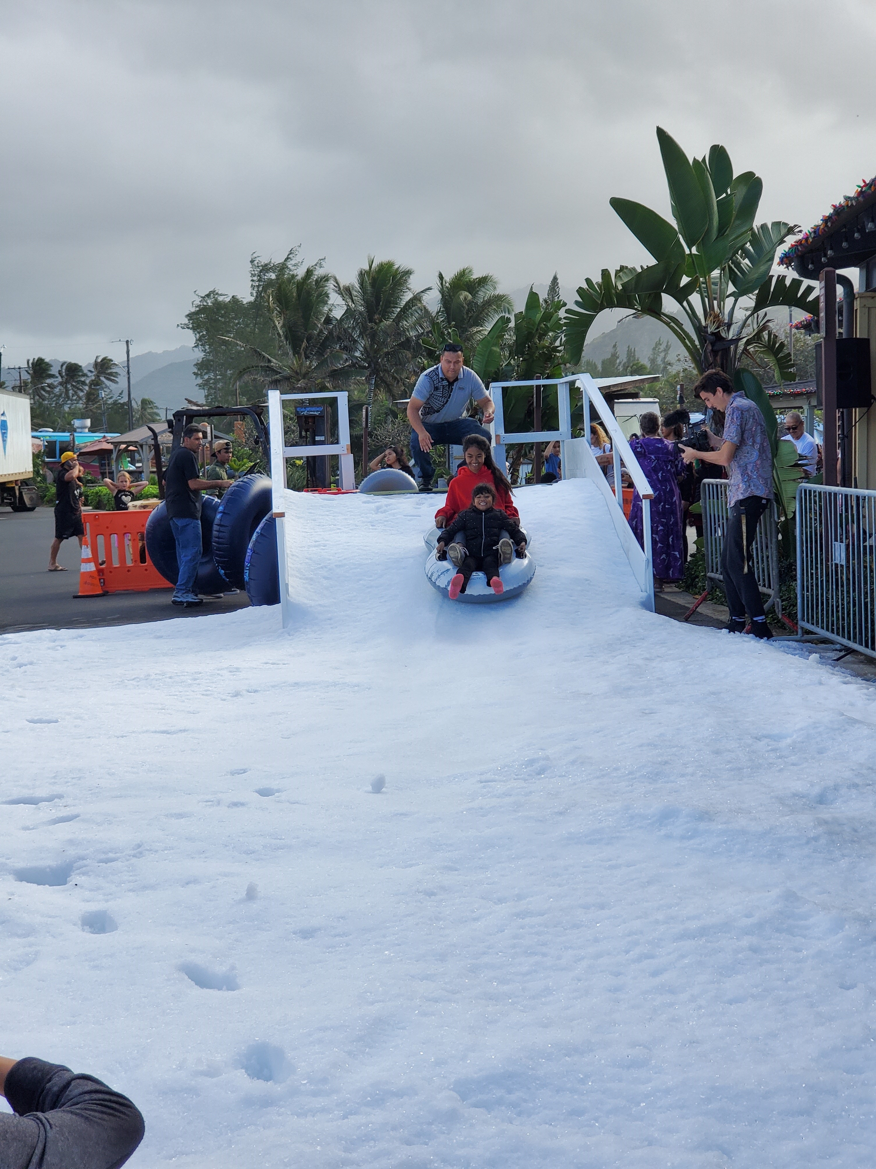 Photo of the keiki sled run at Hukilau Marketplace during the 2019 Christmas season