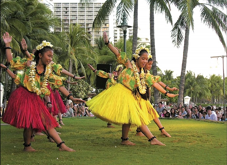 Photo of hula presentation at the Kuhio Beach Torch Lighting and Hula Show