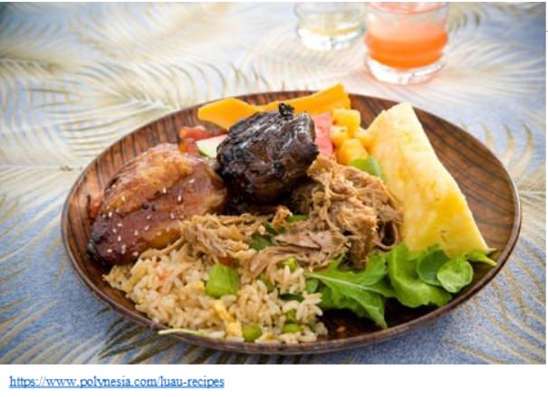 a beautiful luau plate from the Polynesian Cultural Center
