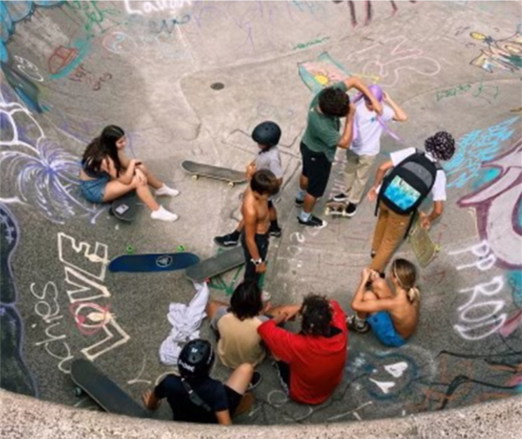 image of young skaters at Ekuhai Skate Park