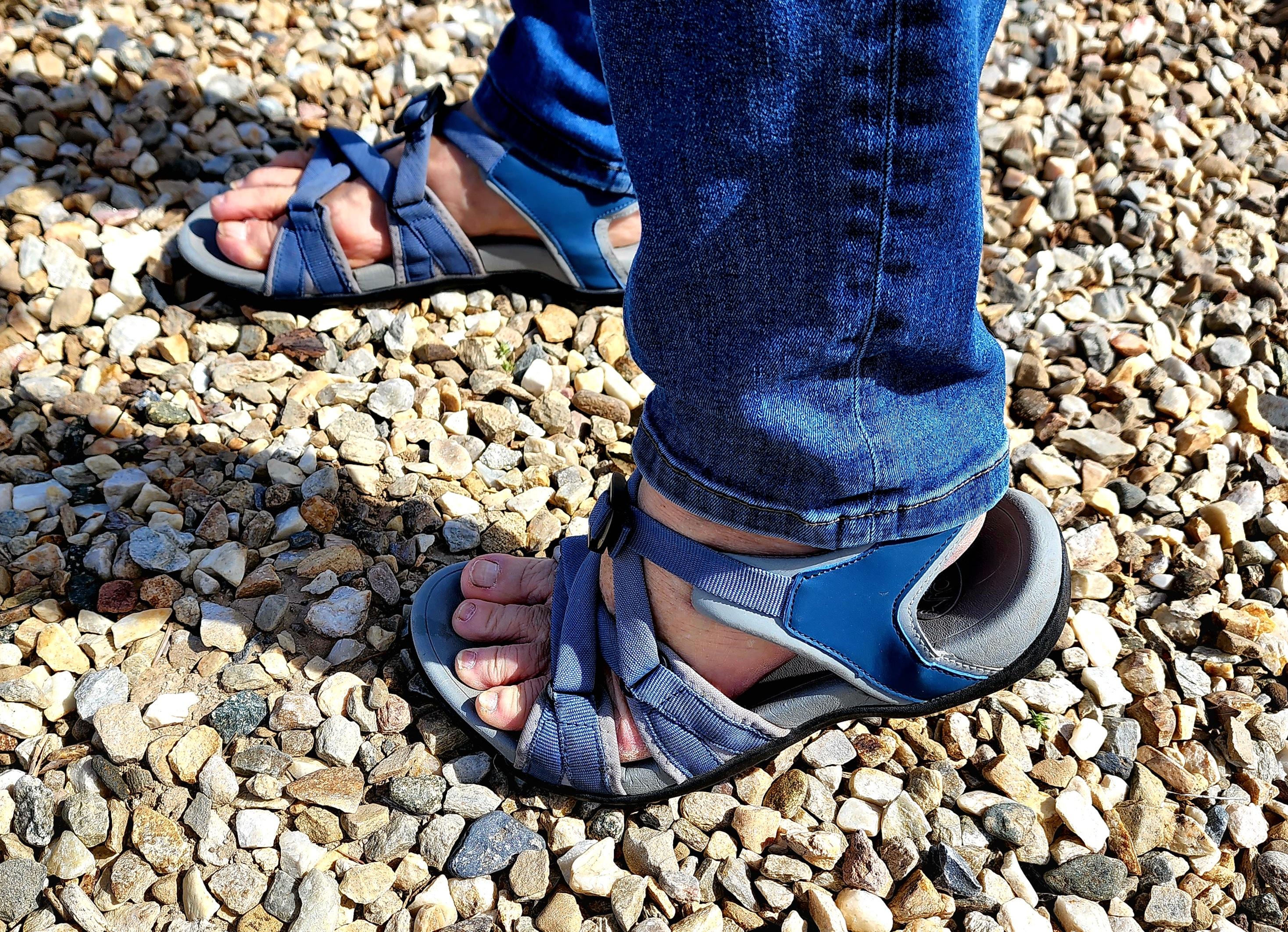 photo of a good backstrap shoes to wear on a rocky beach