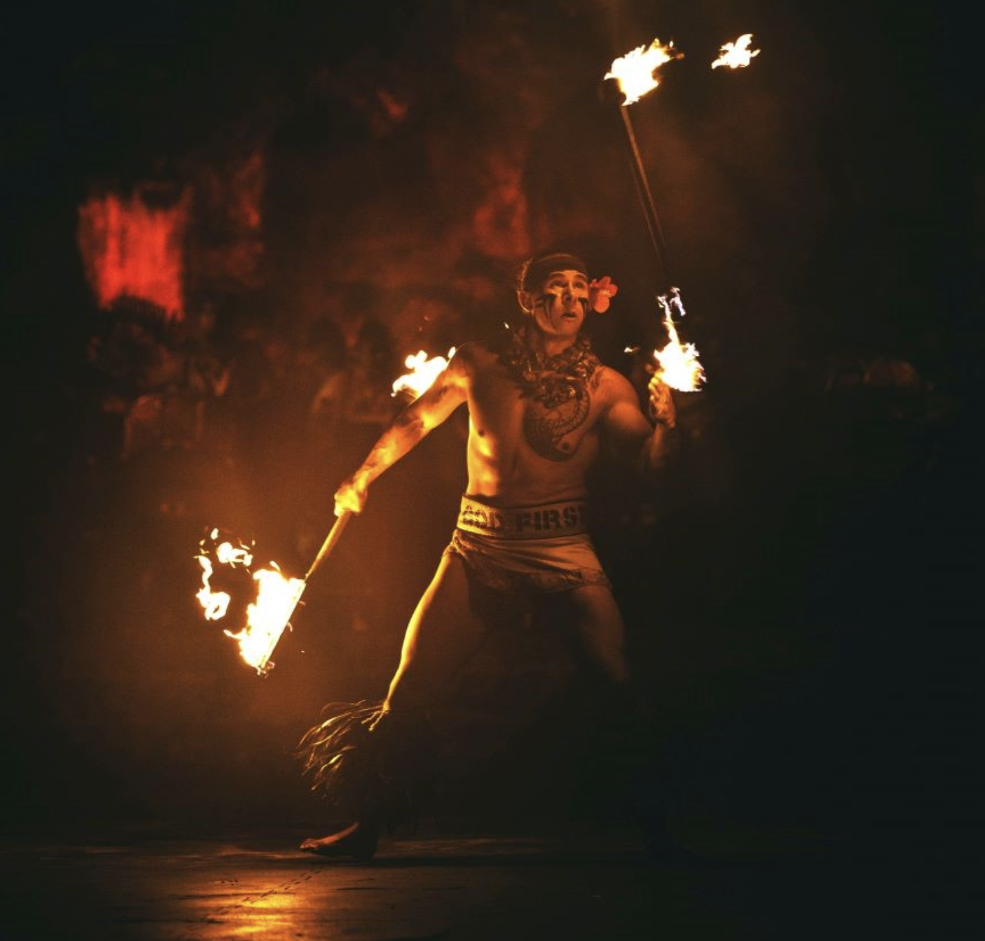 Lopati Leaso spinning the fireknife. He is the 2nd winner of the 29th Annual World Fireknife Championship.
