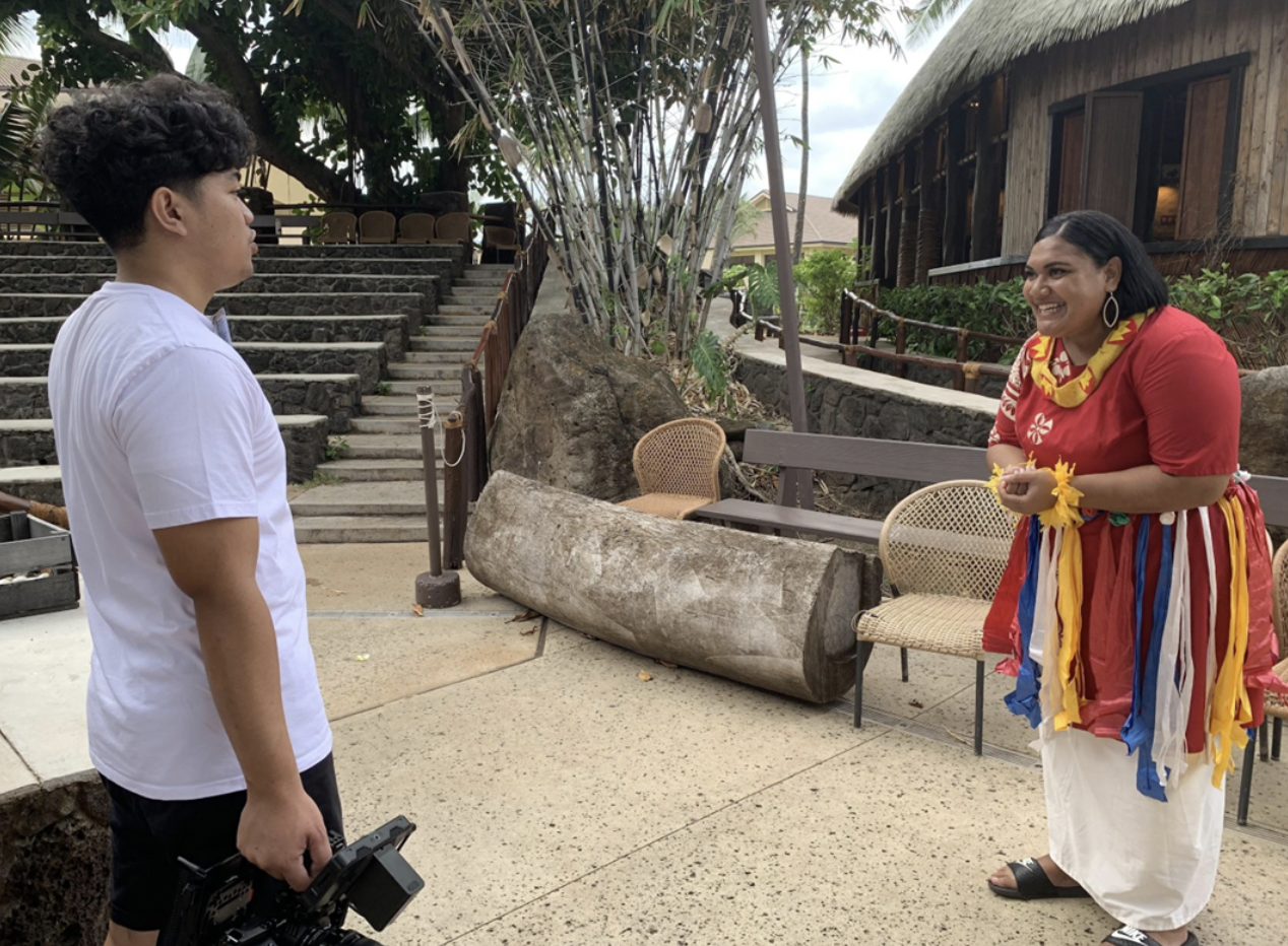 photo of Harold Pedroso with Tonga village representative 