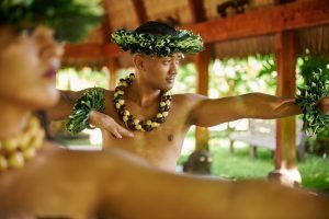 Two male hula dancers