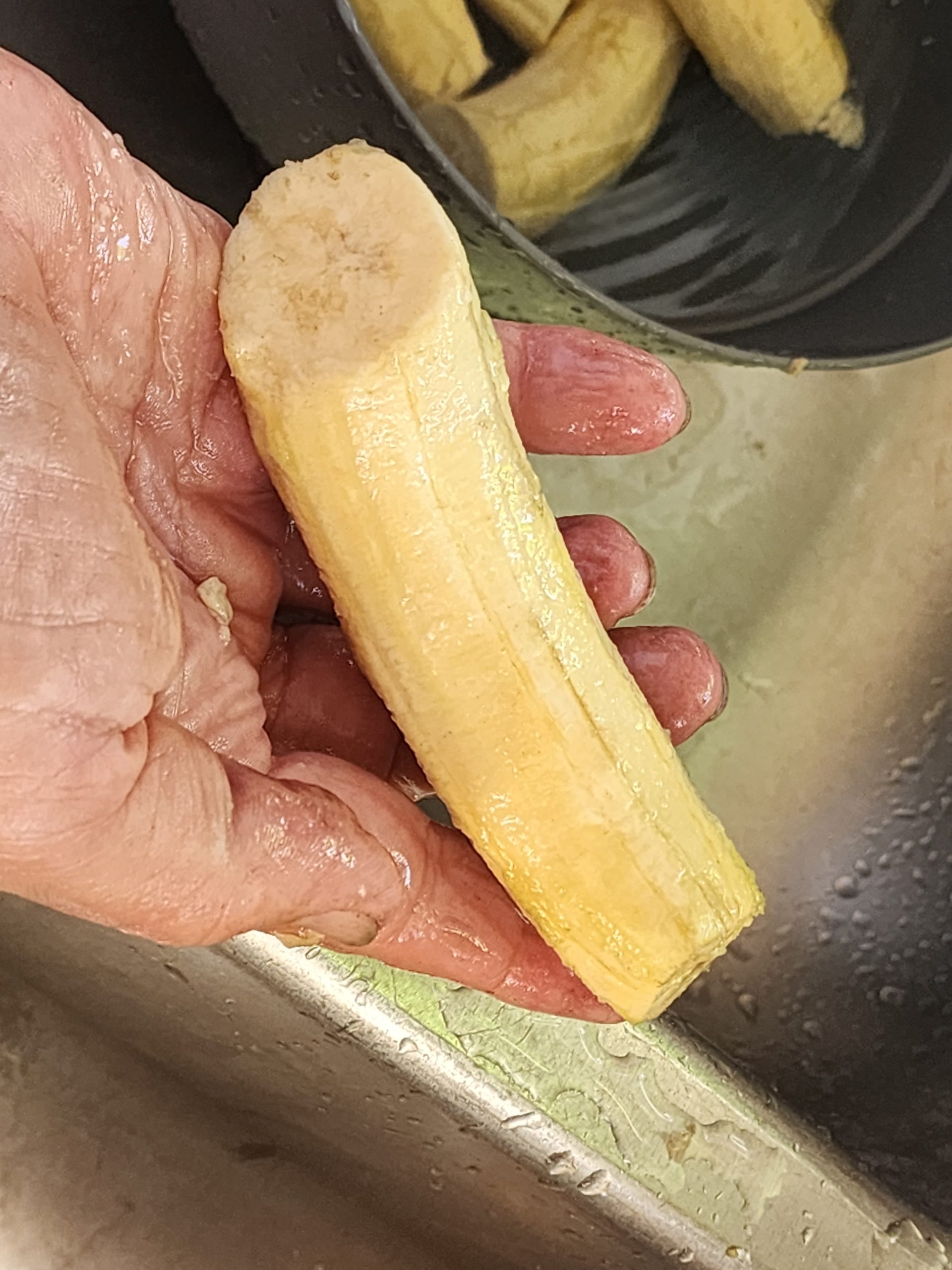 fully peeled green banana