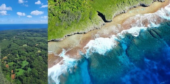 Cook Island aerial view of sea and land